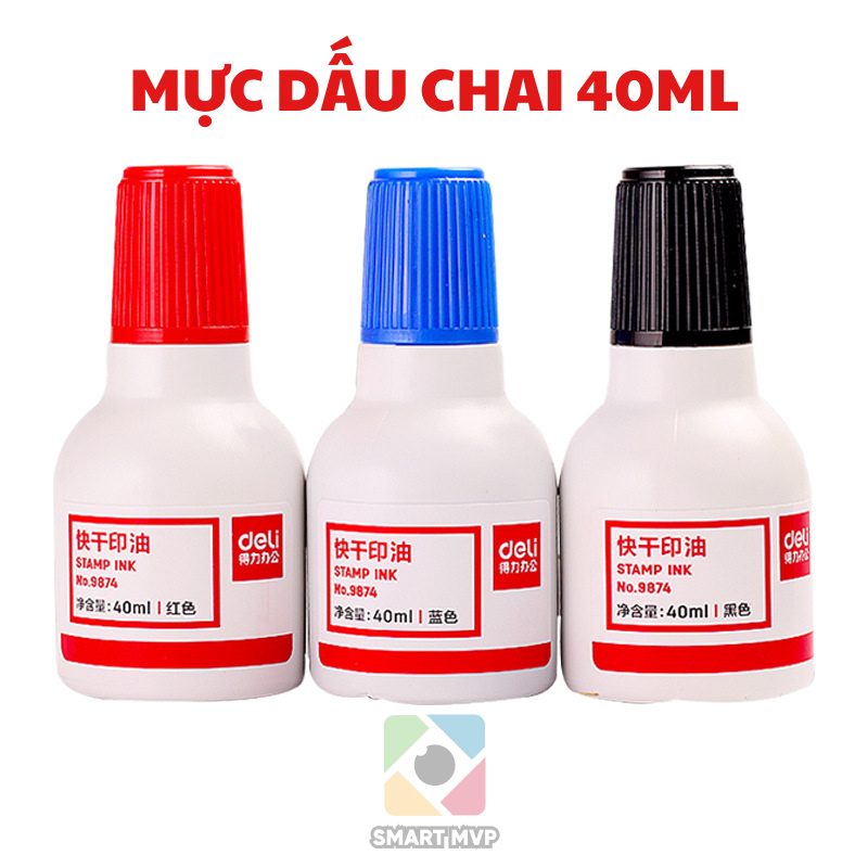Mực Con DẤU DELI 40ML - Mực In con Dấu Nước Dùng Đóng Tất Cả Con Dấu ...
