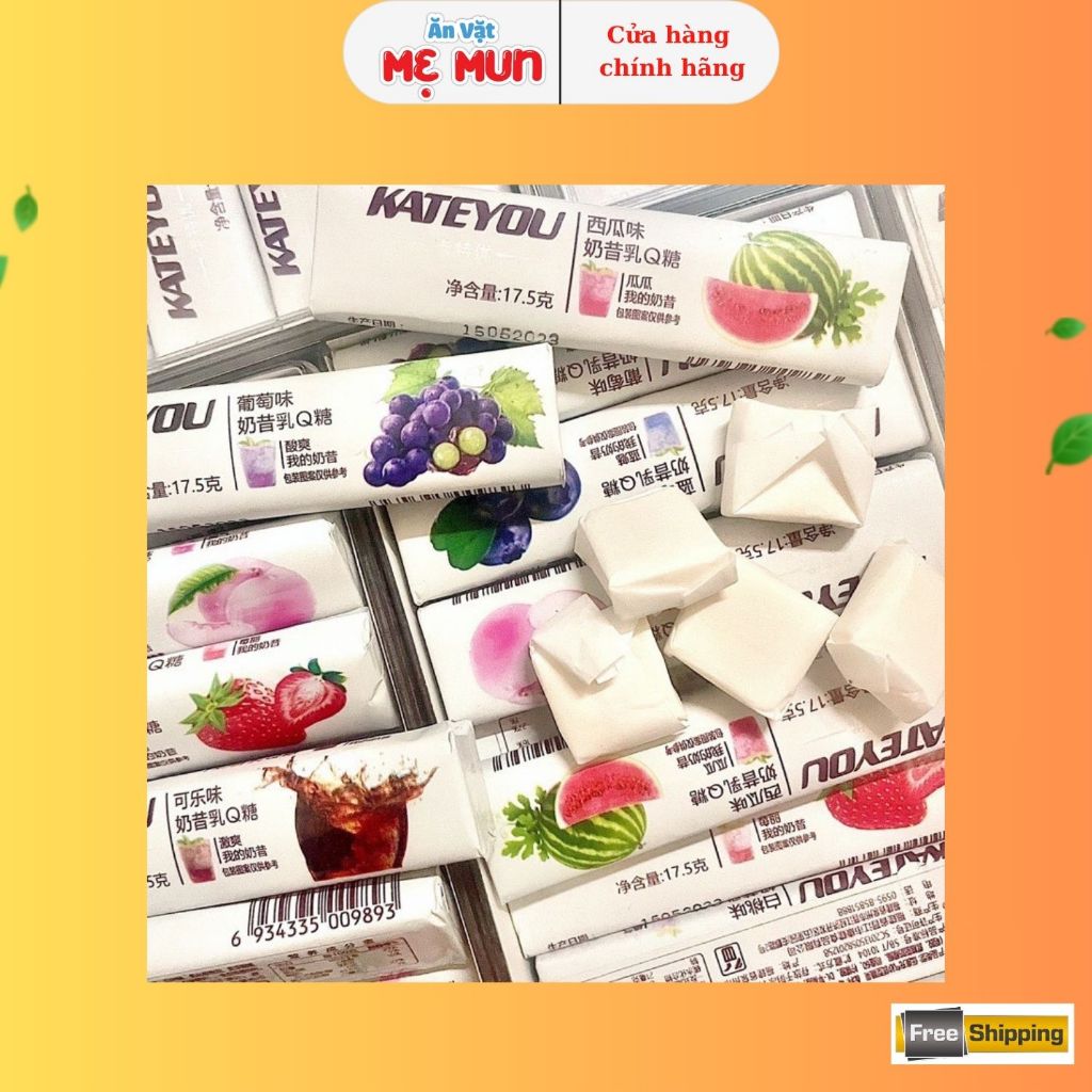 Set 10 Thanh Kẹo Sữa Chua Hoa Quả Các Vị Nội Địa, Kẹo Mềm Trái Cây Thanh 17gr