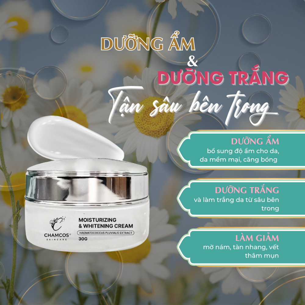 HSD11/12/2026 Sale Kem Cấp Ẩm Dưỡng Trắng Thấm nhanh không nhờn rít CHAMCOS 30gr