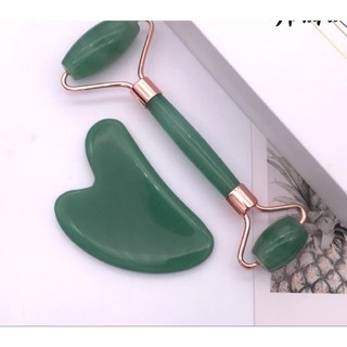 Cây Lăn Massage Mặt Kết Hợp Đá Guasha Nâng Cơ , Giảm Nếp Nhăn Hiêu Quả . Hàng Cao Cấp Loại 1. Bộ Đôi Hoàn Hảo Trẻ Hóa Da