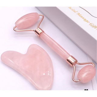 Cây Lăn Massage Mặt Kết Hợp Đá Guasha Nâng Cơ , Giảm Nếp Nhăn Hiêu Quả . Hàng Cao Cấp Loại 1. Bộ Đôi Hoàn Hảo Trẻ Hóa Da