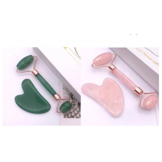 Cây Lăn Massage Mặt Kết Hợp Đá Guasha Nâng Cơ , Giảm Nếp Nhăn Hiêu Quả . Hàng Cao Cấp Loại 1. Bộ Đôi Hoàn Hảo Trẻ Hóa Da