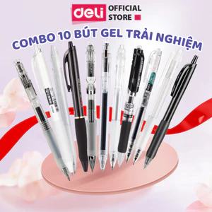 Combo 10 Bút Gel Hot Trải Nghiệm Deli Các Loại A575 A057B Thiết Kế Vỏ Trong Suốt Ngòi 0.5mm
