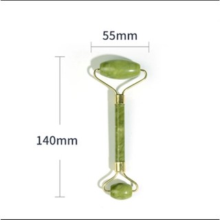Cây Lăn Và Miếng Guasha  Bằng Đá Tự Nhiên Serpentine Màu Xanh Mạ Giúp Nâng Cơ Thon Gọn Mặt, Thư Giãn