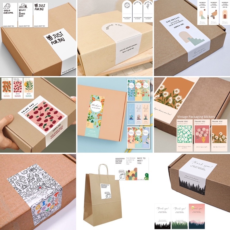 Set 30cái tem dán giấy dài niêm phong, sticker niêm phong, tem niêm phong, trang trí hộp quà, đơn hàng