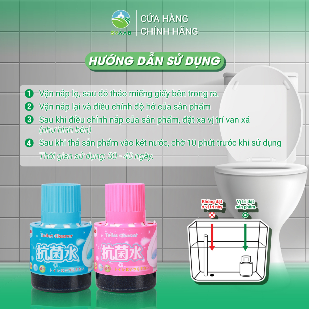 Cốc thả bồn cầu AAB nhật bản, đánh bay vi khuẩn, chống mốc,ố vàng - lọ 180 ml - HÀNG CHÍNH HÃNG