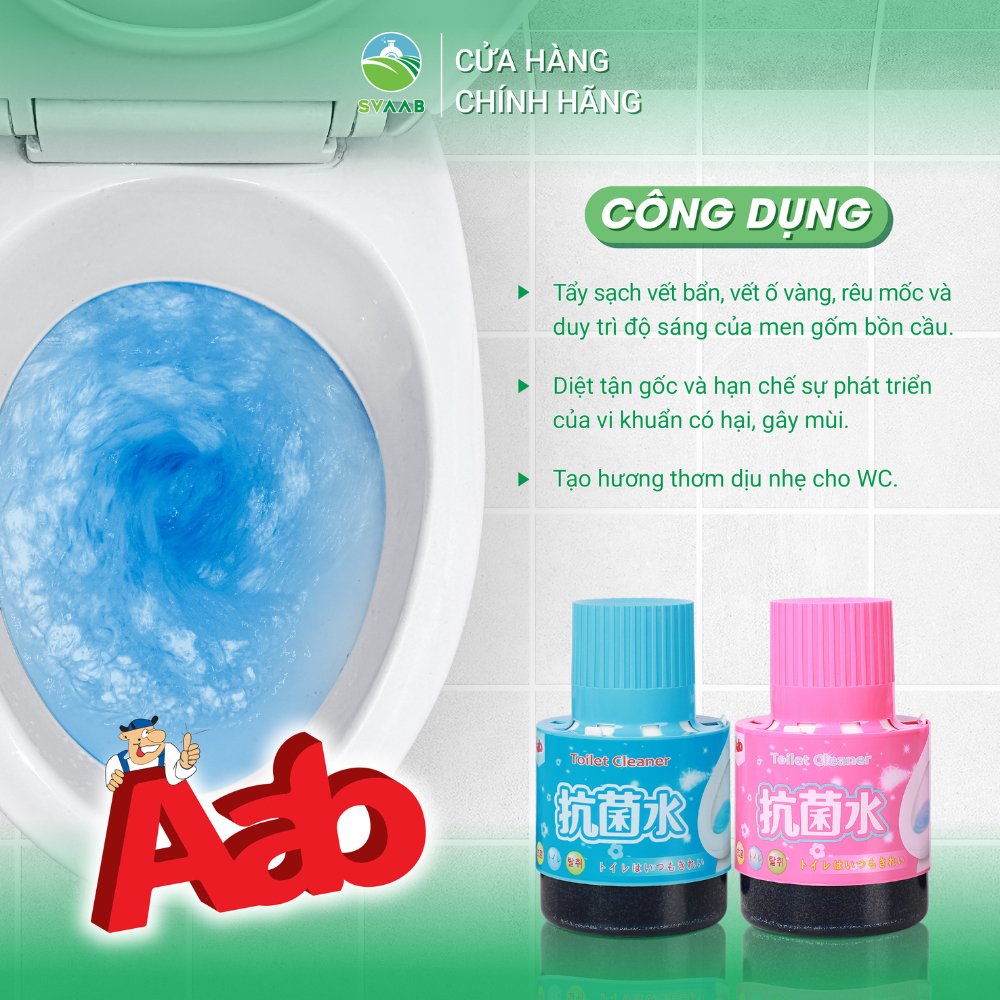 Cốc thả bồn cầu AAB nhật bản, đánh bay vi khuẩn, chống mốc,ố vàng - lọ 180 ml - HÀNG CHÍNH HÃNG