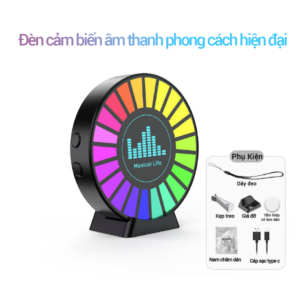 Đèn Led RGB nháy theo nhạc,cảm biến âm thanh gắn xe oto, có chân đế trang trí bàn làm việc Phụ Tùng