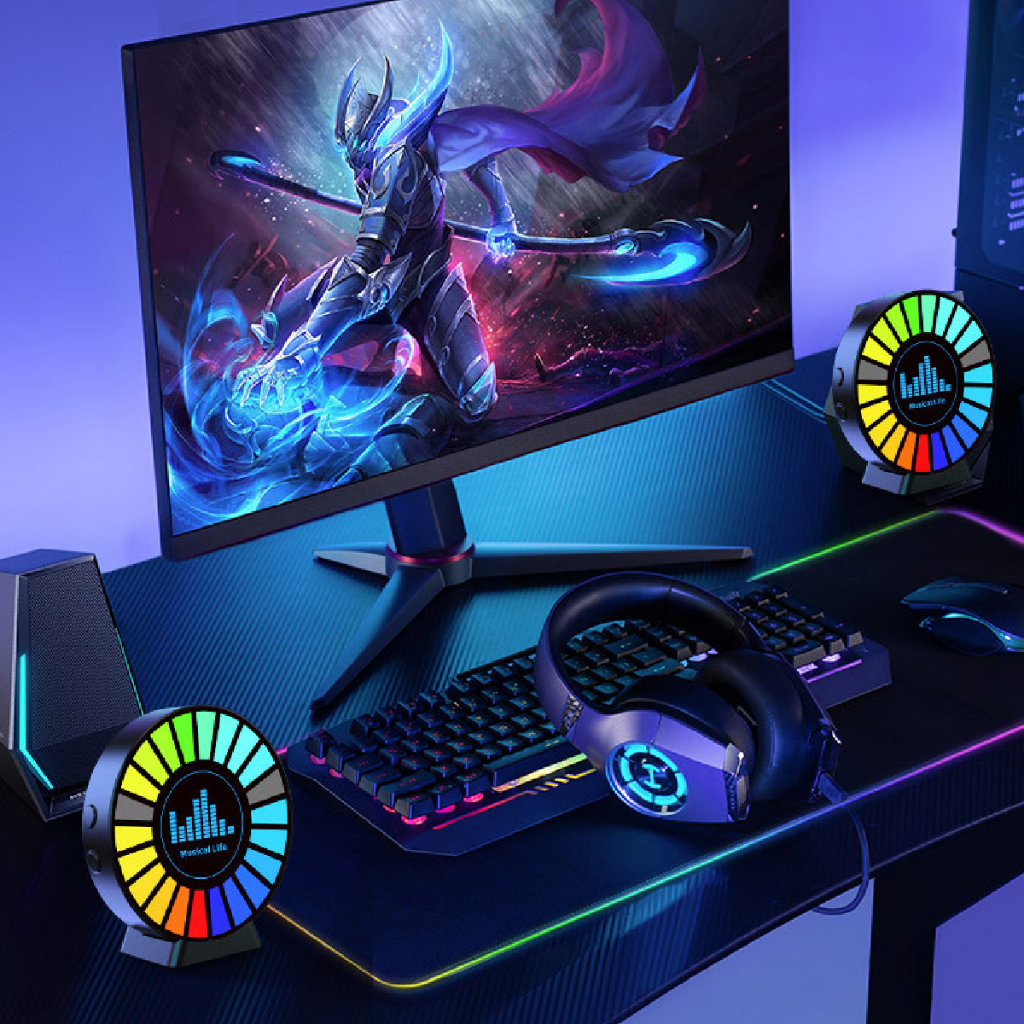 Đèn Led RGB nháy theo nhạc,cảm biến âm thanh gắn xe oto, có chân đế trang trí bàn làm việc Phụ Tùng