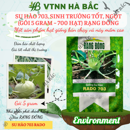 Hạt Giống Su Hào Rado 703 (Gói 5g ~700 Hạt) Rạng Đông, Chịu Nhiệt Tốt, Củ To Tròn, Ngọt