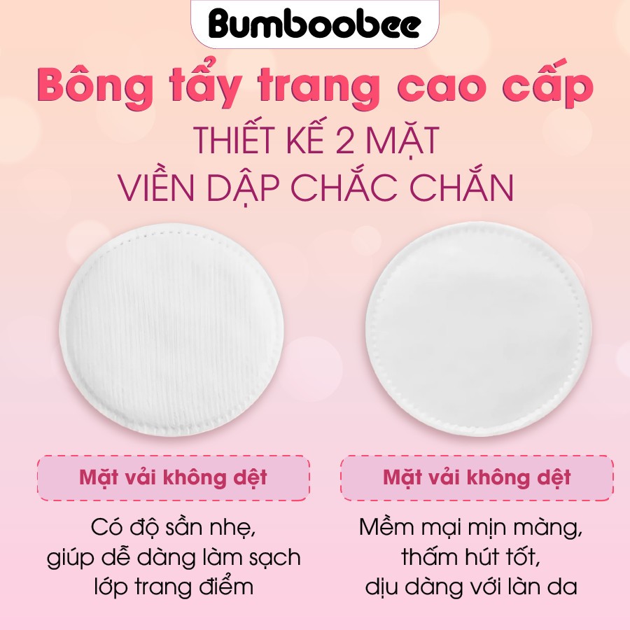Combo 10 gói bông tẩy trang Bumboobee 100% cotton 120 miếng 222 miếng làm sạch sâu