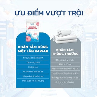 Khăn tắm Kawaii dùng 1 lần 2/3/5khăn 1 túi - Khăn tắm dùng 1 lần siêu thấm hút, mềm mại, mang đi du lịch, đi biển