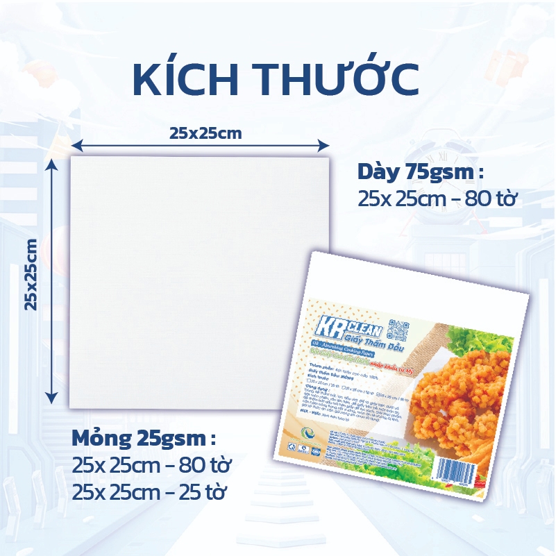 Giấy thấm dầu thực phẩm KRCLEAN 80 tờ dày/mỏng - Giấy thấm hút dầu thức ăn, giảm chất béo, an toàn thực phẩm | BigBuy360 - bigbuy360.vn
