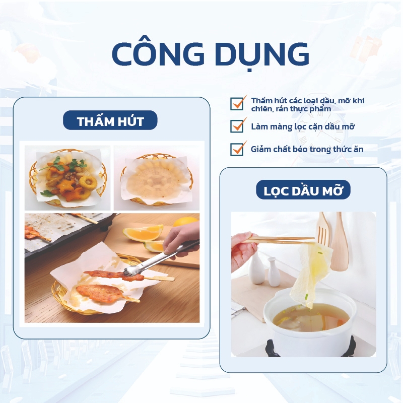 Giấy thấm dầu thực phẩm KRCLEAN 80 tờ dày/mỏng - Giấy thấm hút dầu thức ăn, giảm chất béo, an toàn thực phẩm | BigBuy360 - bigbuy360.vn
