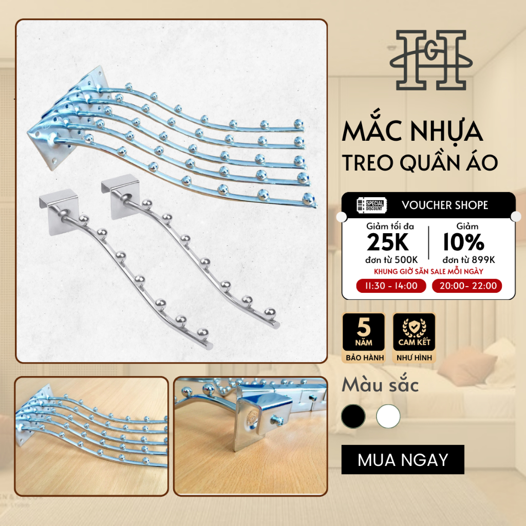 COMBO X5 Móc bi Treo quần áo bắn tường hoặc gán giá,bằng hợp kim mạ ...