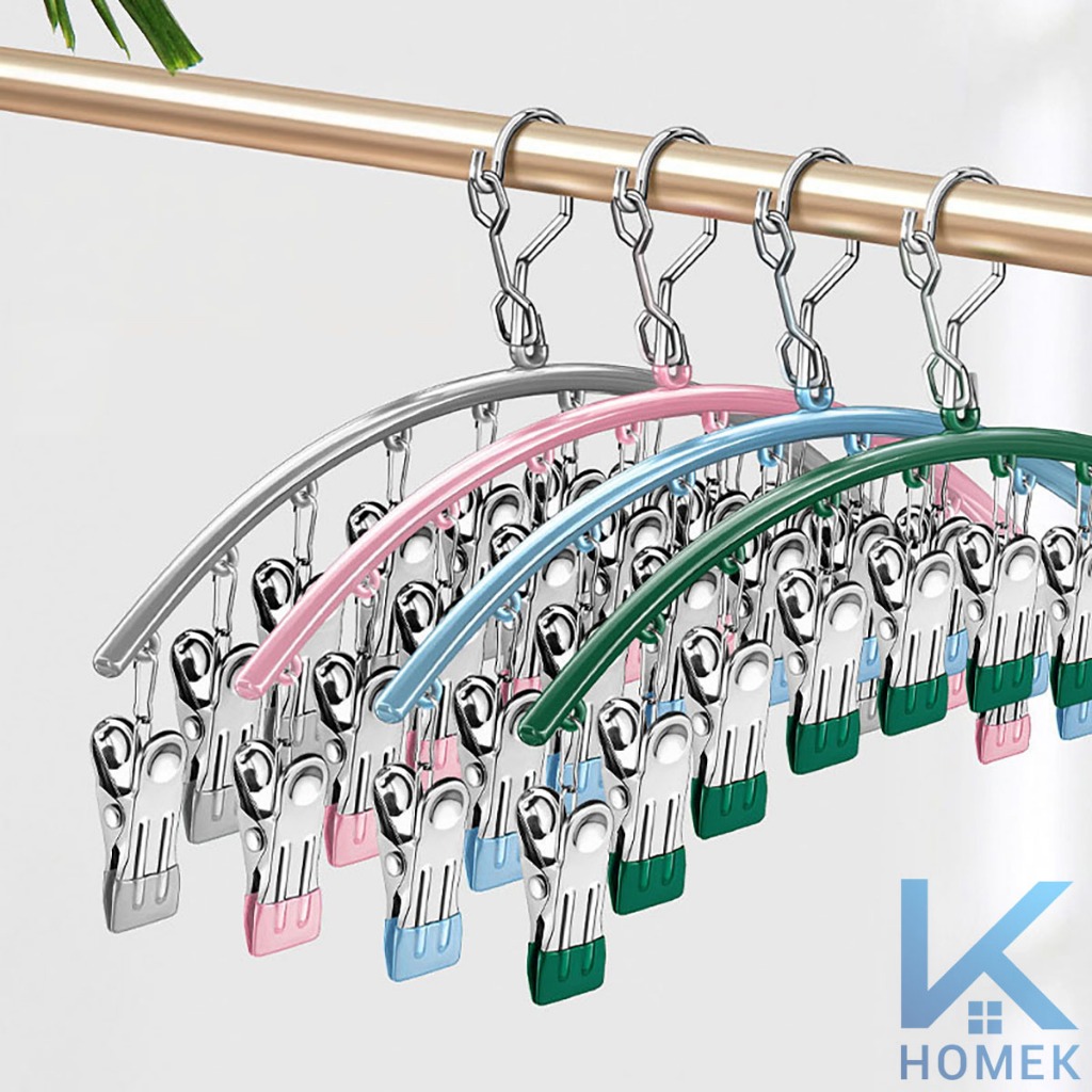 Móc Treo Quần Áo Trẻ Em HOMEK , Móc Inox Treo Tất Vớ Đồ Lót 8 Kẹp Và 10 ...