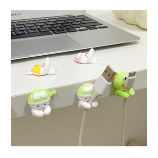 Set 2 Miếng Kẹp Dây Sạc Điện Thoại Họa Tiết Hoạt Hình Dễ Thương, Giá Đỡ Dây Sạc Điện Thoại iPad