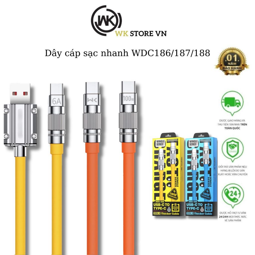 Cáp Sạc Siêu Nhanh WK WDC-186-187-188 Dành Cho IP Và Các Dòng Điện ...