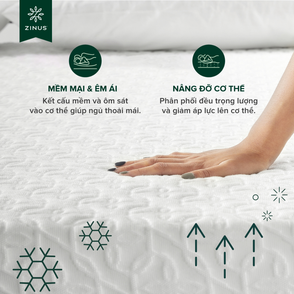 Ảnh Nệm Foam Tinh Chất Trà Xanh Cao Cấp Dày 25cm Zinus - 10in Cooling Gel Memory Foam Mattress 4