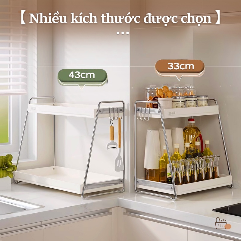 Lifinity Kệ Gia Vị 33/43cm Inox+Thép Cacbon Có móc, Kệ bếp dung tích lớn đa năng Kệ đựng đồ thông minh