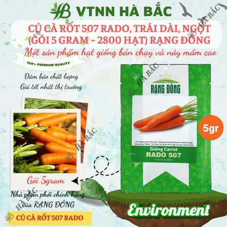 Hạt Giống Cà Rốt RADO 507 (Gói 5g~2800 Hạt) Rạng Đông, Củ To, Dài, Sinh Trưởng Khỏe