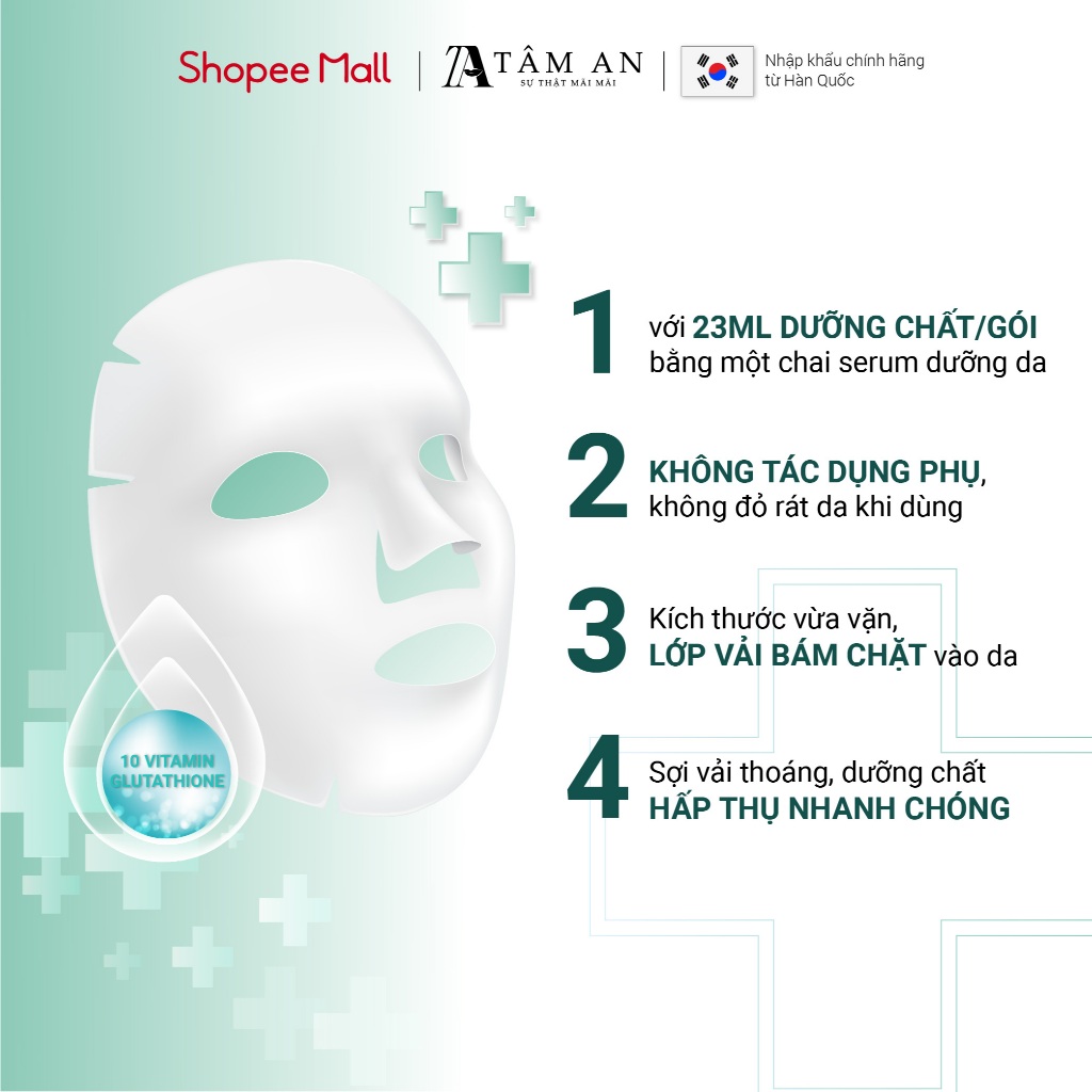 Mặt nạ dưỡng ẩm dưỡng da trắng da dưỡng chất vitamin Eshumi Vitamin Repair Glutathione Mask