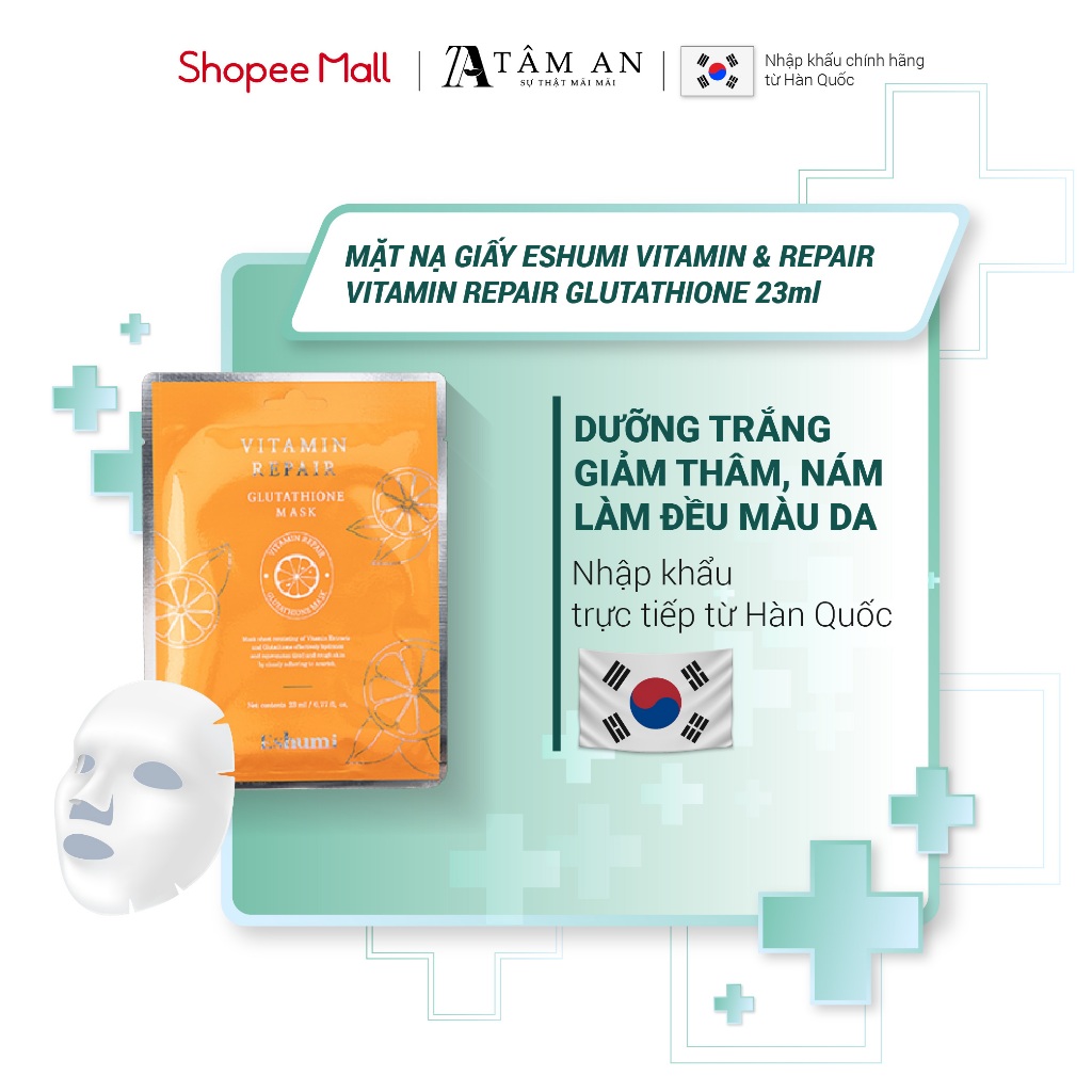 Mặt nạ dưỡng ẩm dưỡng da trắng da dưỡng chất vitamin Eshumi Vitamin Repair Glutathione Mask