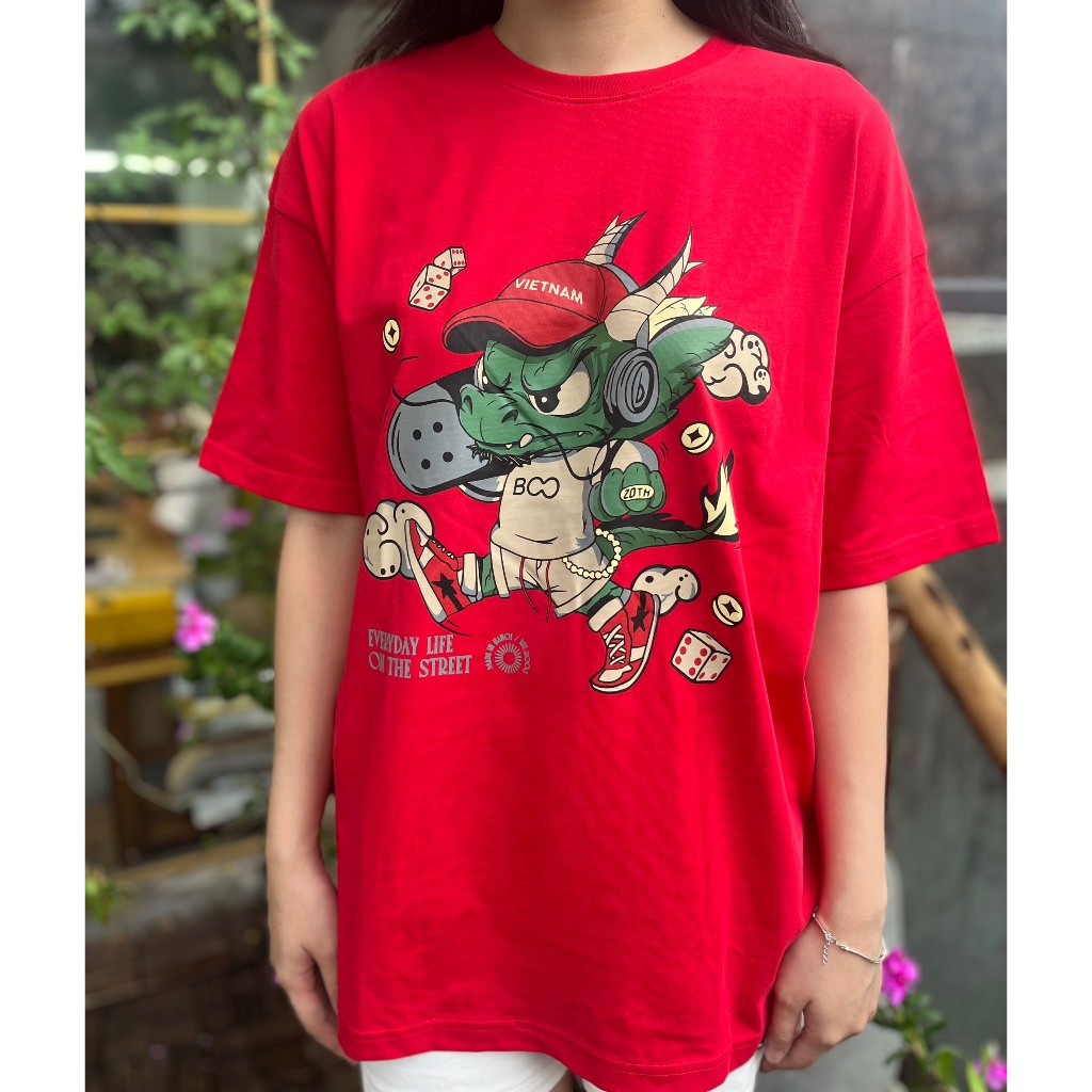 Áo Thun BOO Unisex Regular In Graphic Rồng Trượt Ván Hoan Hỷ 20 Năm