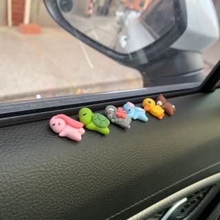 Bộ Mô Hình 6 Con Vật Mini Cute Dễ Thương - Trang Trí Nội Thất Xe Hơi Chức Năng Gắn Keo Chống Trượt CarZone