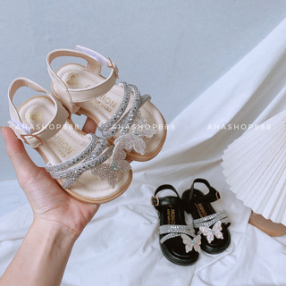 [FORM TO] Dép Sandal Dép Quai Hậu Xỏ Ngón Đính Nơ Đá Sáng Lấp Lánh Bé Gái 2-15 Tuổi K259