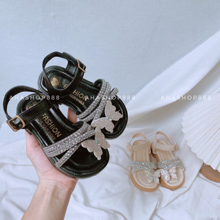 [FORM TO] Dép Sandal Dép Quai Hậu Xỏ Ngón Đính Nơ Đá Sáng Lấp Lánh Bé Gái 2-15 Tuổi K259