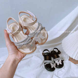 [FORM TO] Dép Sandal Dép Quai Hậu Xỏ Ngón Đính Nơ Đá Sáng Lấp Lánh Bé Gái 2-15 Tuổi K259