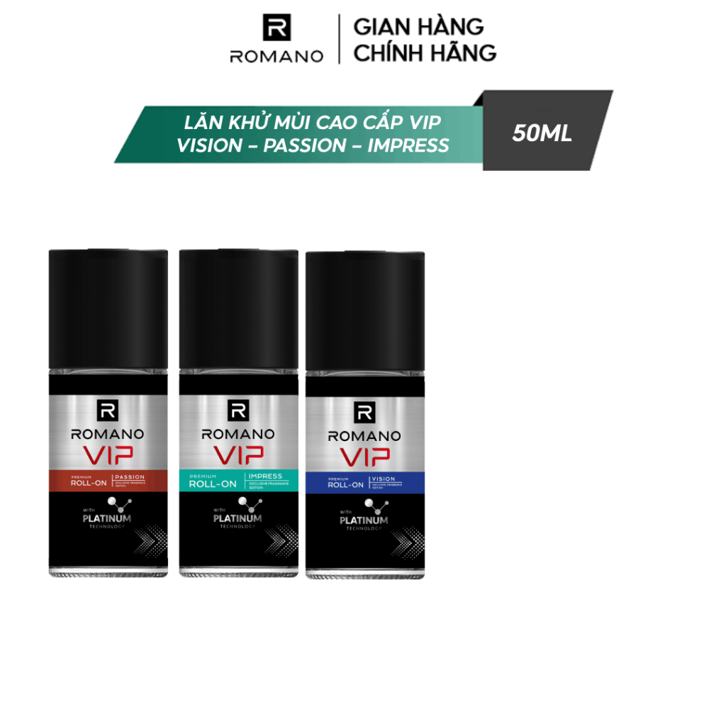 Lăn khử mùi nam cao cấp Romano VIP Passion / Vision / Impress 50ml