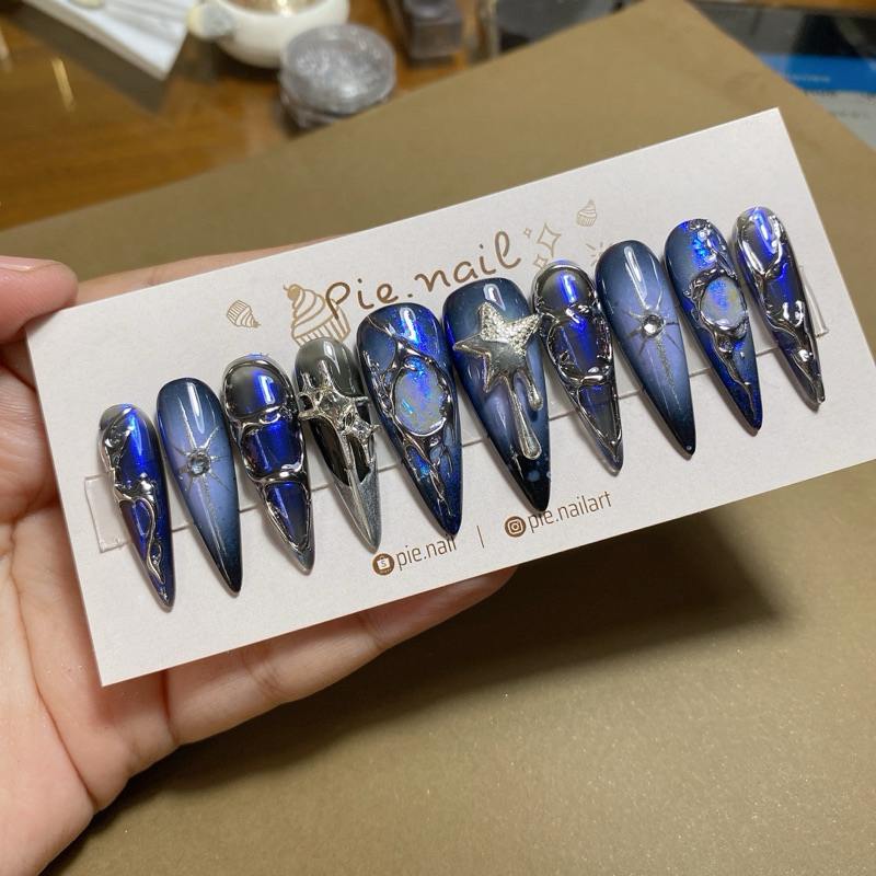 230. nailbox ombre lòng tím, tráng gương phản quang xanh