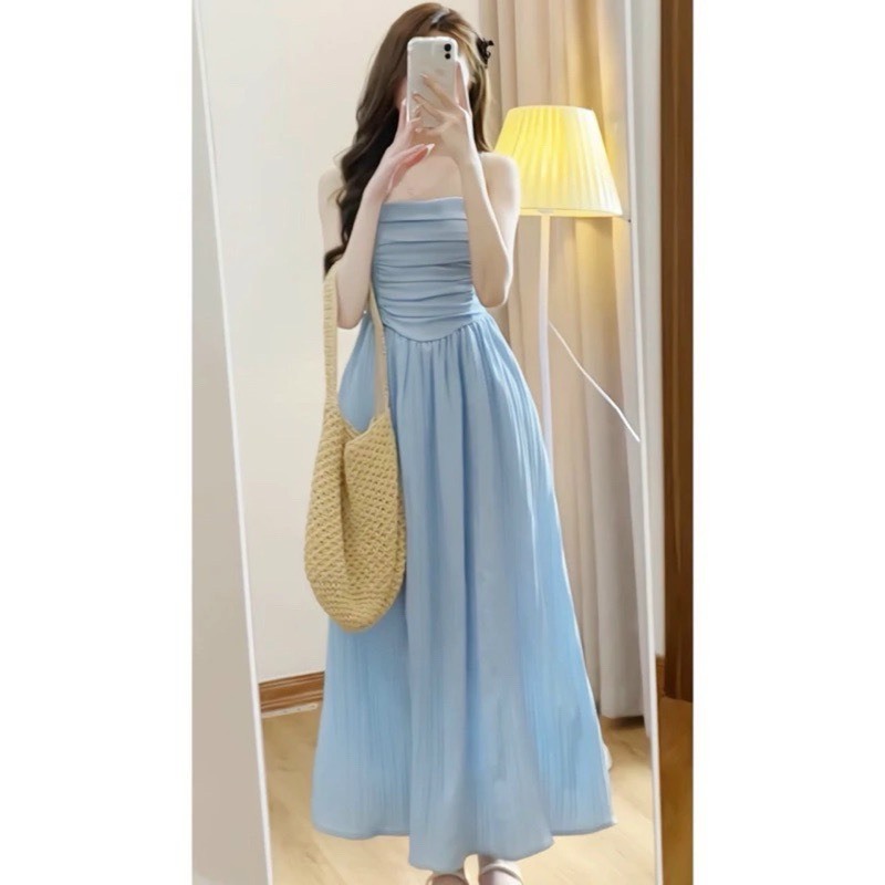 Đầm hai dây dáng dài , đầm cúp ngực đi biển phong cách tiểu thư nhẹ nhàng - D037