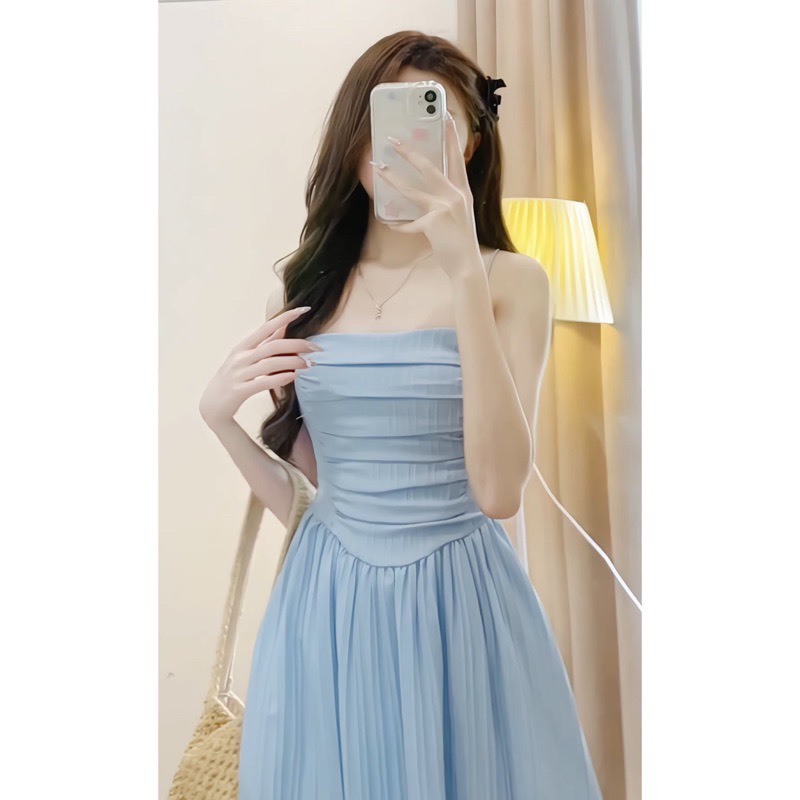 Đầm hai dây dáng dài , đầm cúp ngực đi biển phong cách tiểu thư nhẹ nhàng - D037