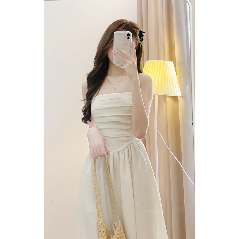 Đầm hai dây dáng dài , đầm cúp ngực đi biển phong cách tiểu thư nhẹ nhàng - D037