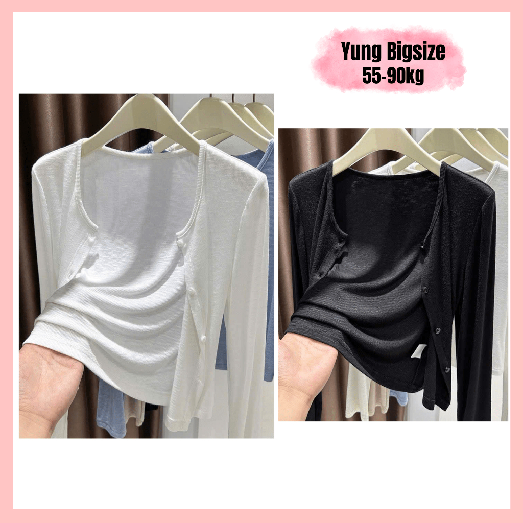 Áo khoác Cadigan bigsize chất mềm mịn kèm nút 55-90kg Yung Bigsize ...
