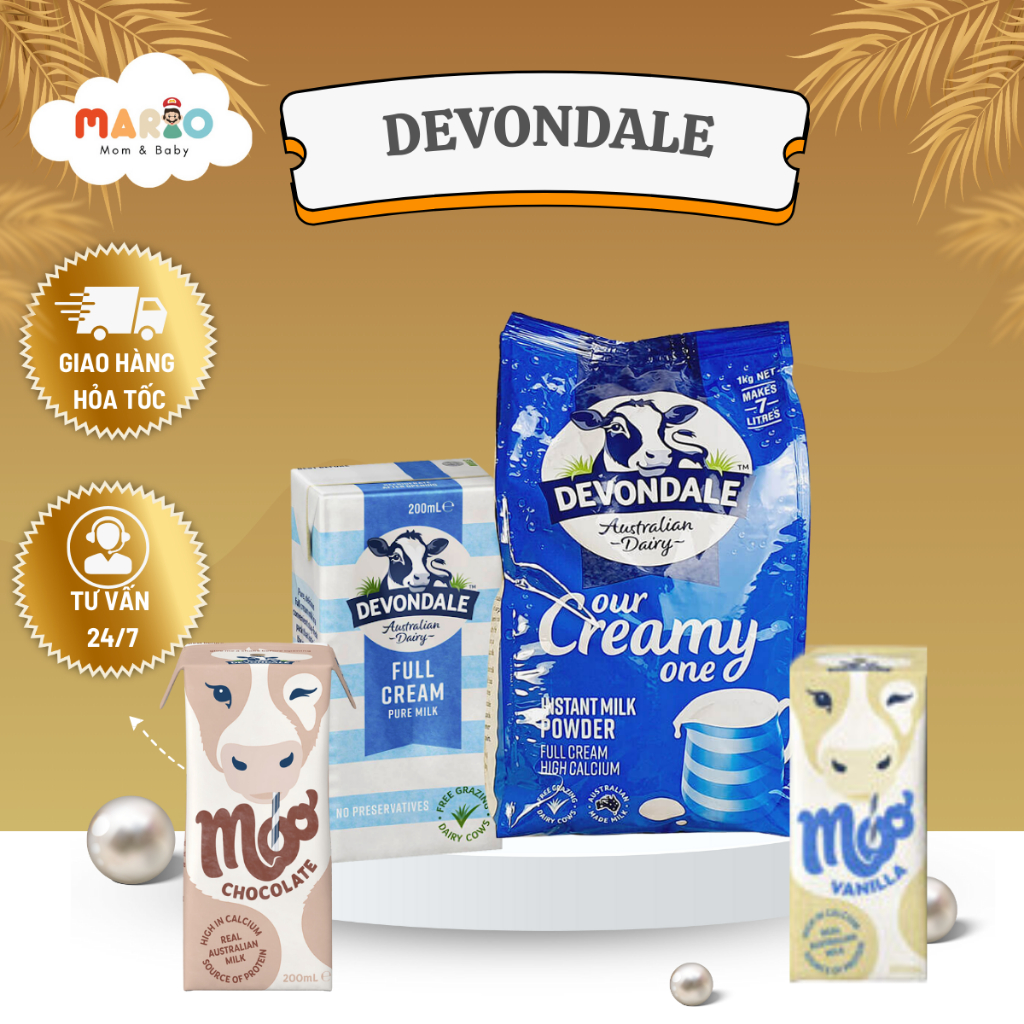Sữa Tươi DEVONDALE Nguyên Kem - Vani - Socola 200m/ Sữa bột DEVONDALE ...