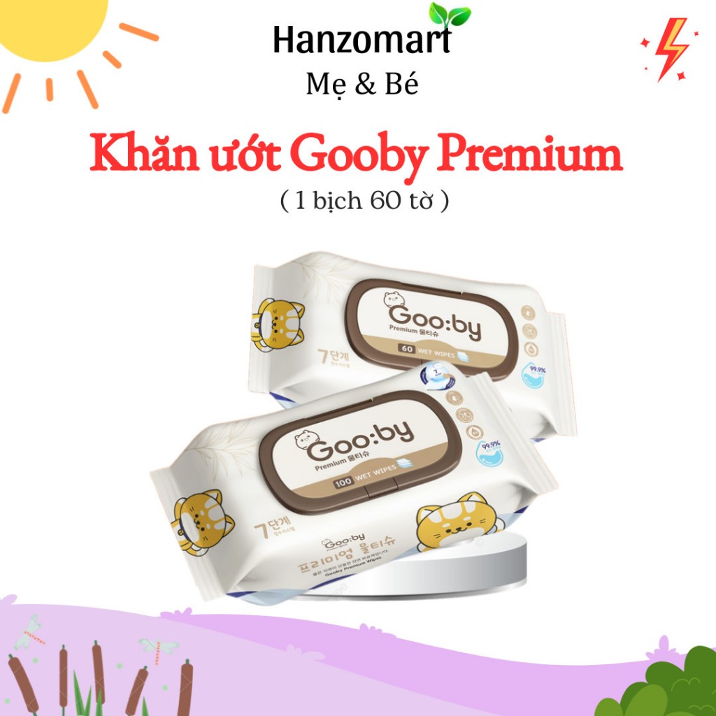 Khăn ướt Gooby Hàn Quốc có nắp 60 - 100 tờ