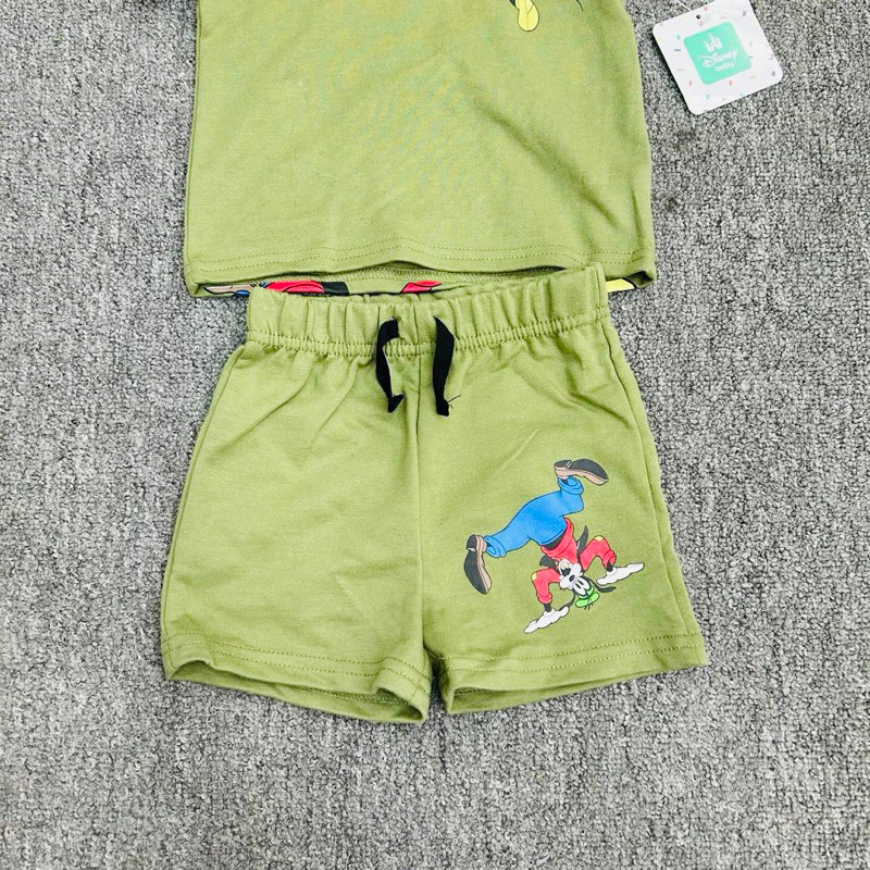 Bộ hè bé trai 12-24m (9-14kg) 0904L áo cộc tay có mũ + quần short set xuất dư cotton mềm mát