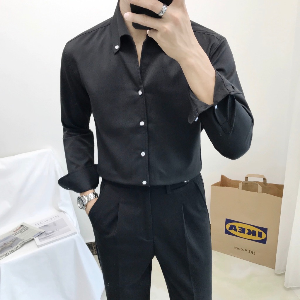 Áo Sơ Mi BUTTON - DOWN Tay Thường Cổ V Lịch Lãm, Tinh tế, Form Slimfit Hàn Quốc - SHINGHAI