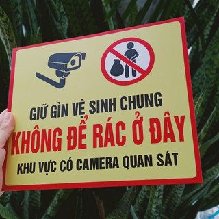 BIỂN BÁO KHÔNG ĐỔ RÁC, ALU + MICA (thay đổi nội dung theo yêu cầu)