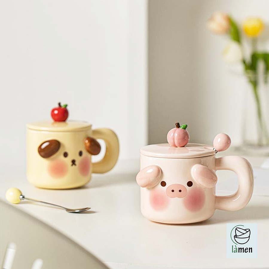 [Bảo Hành Bể Vỡ] Cốc Sứ Có Quai In Hình Heo 3D, Quà Tặng Sinh Nhật, Decor Siêu Xinh CSU009