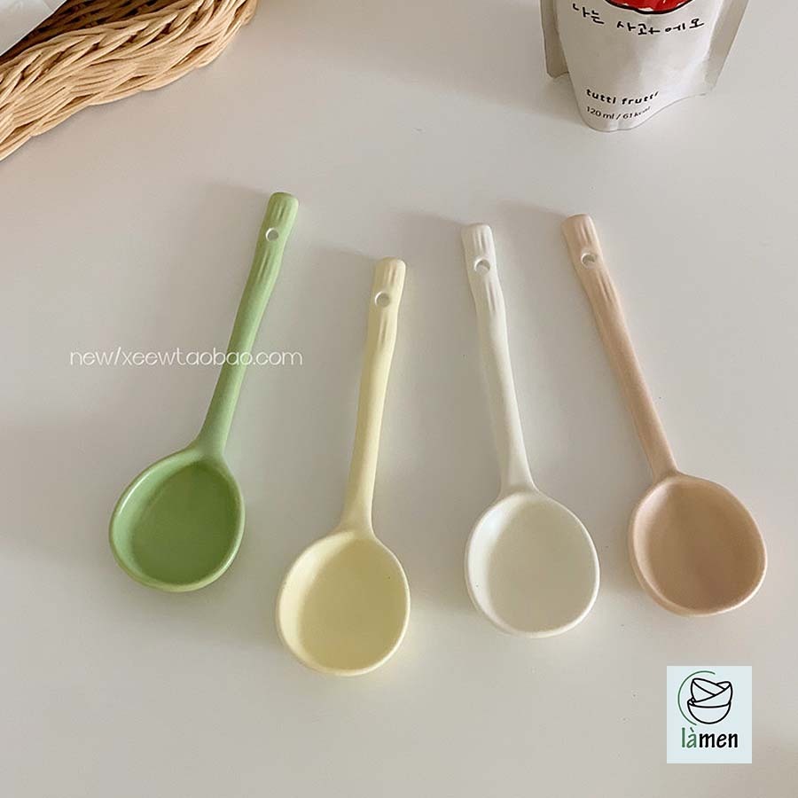 [Bảo Hành Bể Vỡ] Thìa Sứ Cao Cấp, Muỗng sứ Ăn Cơm Màu Sắc Trang Nhã Phong Cách Hàn Quốc THIA001
