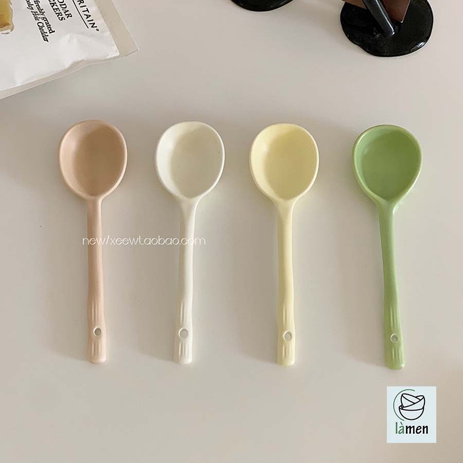 [Bảo Hành Bể Vỡ] Thìa Sứ Cao Cấp, Muỗng sứ Ăn Cơm Màu Sắc Trang Nhã Phong Cách Hàn Quốc THIA001