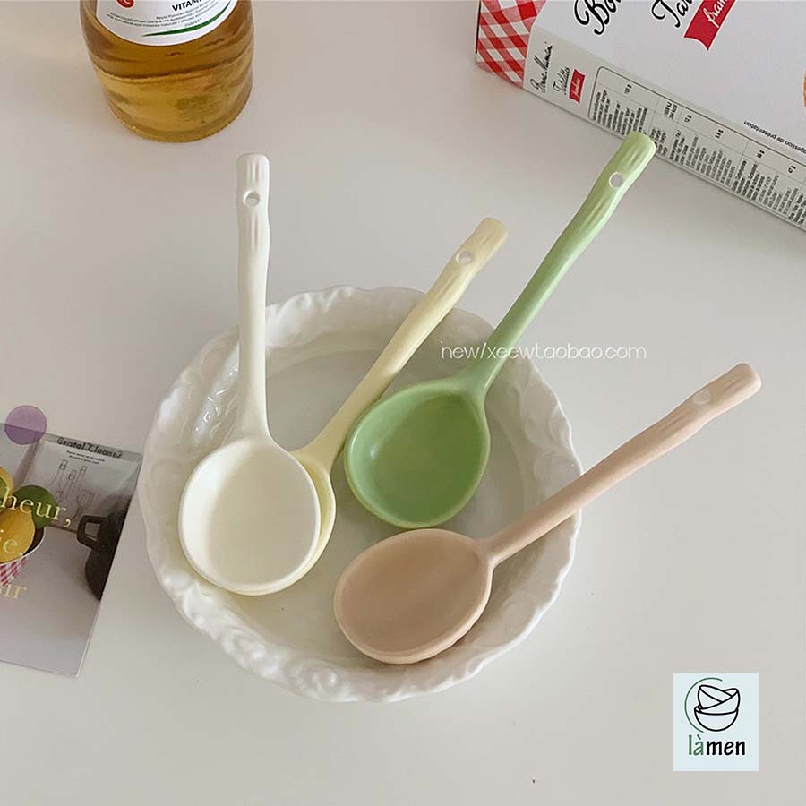 [Bảo Hành Bể Vỡ] Thìa Sứ Cao Cấp, Muỗng sứ Ăn Cơm Màu Sắc Trang Nhã Phong Cách Hàn Quốc THIA001