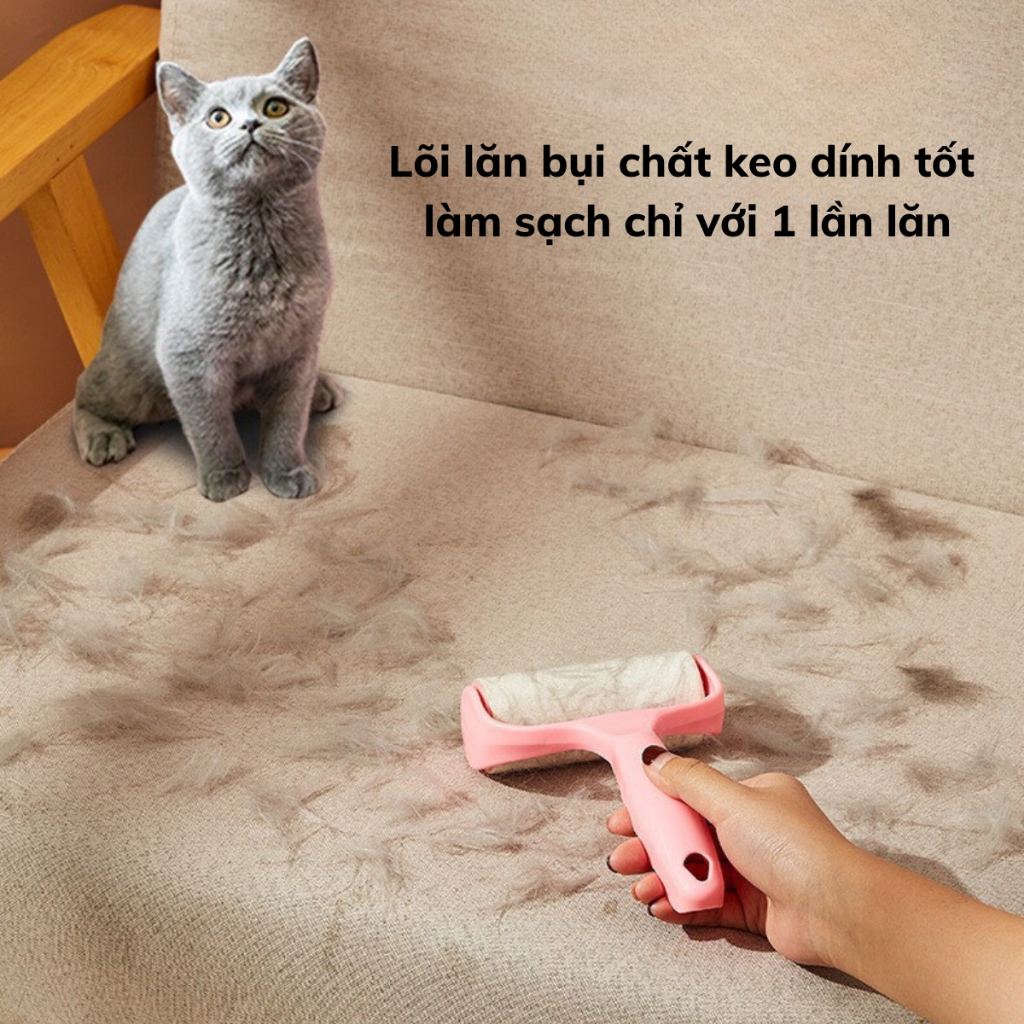 Cây Lăn Bụi Làm Sạch Quần Áo, Chăn Ga, Đệm Sofa, Thanh Lăn Lông Chó Mèo Có Lõi Thay Thế Tiện Lợi