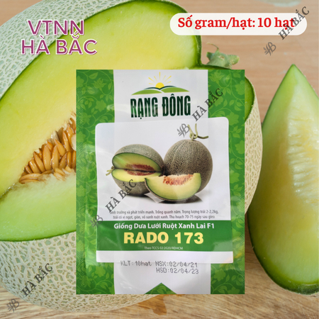 Hạt Giống Dưa Lưới Ruột Xanh RADO 173 (Gói 10 Hạt) Rạng Đông, Trái To, Mắt Lưới Dày, Ngọt, Giòn