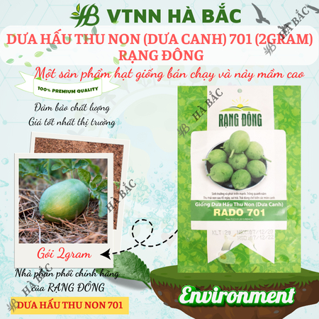 Hạt Giống Dưa Hấu Thu Non RADO 701 (Gói 2g~25 Hạt) Rạng Đông, Trái Sai, Trồng Quanh Năm, Sinh Trưởng Mạnh